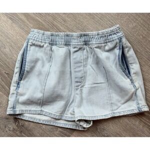ZARA Women's Light Wash Denim Pull On Shorts Elastic Waist Sz 4 Summer Casual